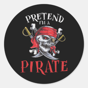 Sticker Rond Je suis un costume d'Halloween crâne pirate