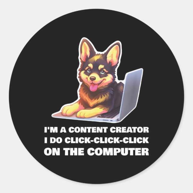 Sticker Rond Je Suis Un Créateur De Contenu Que Je Fais Cliquer (Devant)