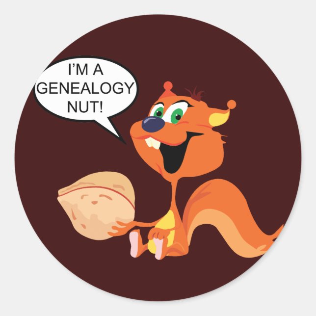 Sticker Rond Je suis un écureuil Nut de généalogie (Devant)