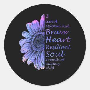 Sticker Rond Je suis un enfant militaire brave coeur résistant 