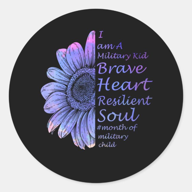 Sticker Rond Je suis un enfant militaire brave coeur résistant  (Devant)