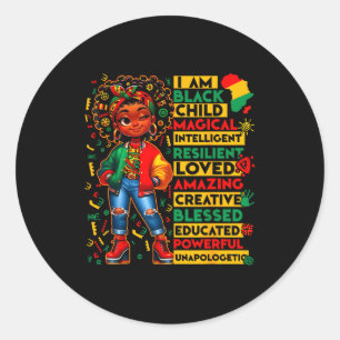 Sticker Rond Je suis un enfant noir femme noire magique africai