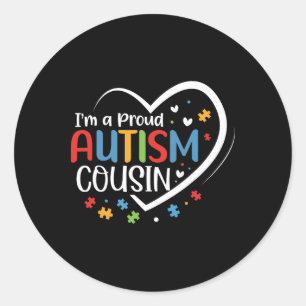Sticker Rond Je suis un fier Cousin Love Heart Sensibilisation