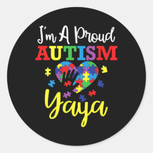Sticker Rond Je suis un fière autisme Yaya Maman Mois de la Sen