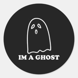 Sticker Rond Je suis Un Fun Fantôme dit Halloween Costume Desig