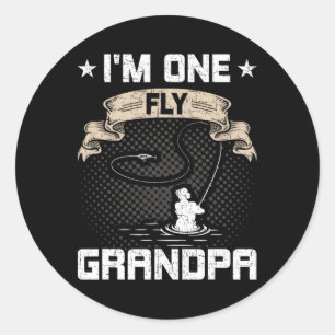 Sticker Rond Je suis un grand-père à la pêche à la mouche volan