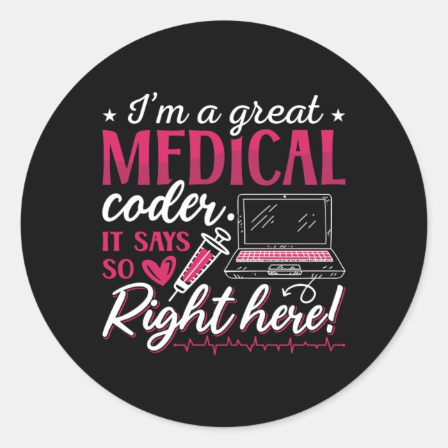 Sticker Rond Je suis un grand programmeur de codage ICD Coder M (Devant)