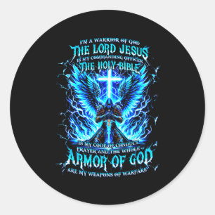 Sticker Rond Je suis un guerrier de Dieu Armor de Dieu chrétien