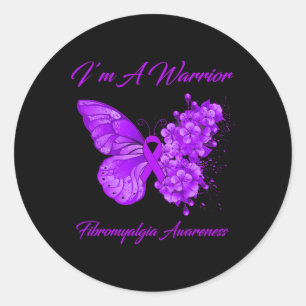 Sticker Rond Je suis un guerrier Fibromyalgie Sensibilisation