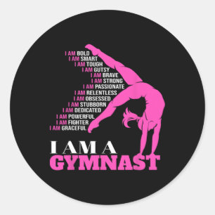 Sticker Rond Je Suis Un Gymnaste Funny Handstand Gymnastique Do
