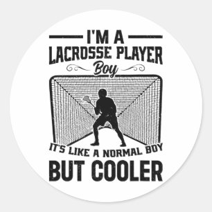Sticker Rond Je suis un joueur de crosse garçon C'est comme un 