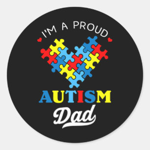 Sticker Rond Je suis un papa fier de l'autisme, sensibilisation