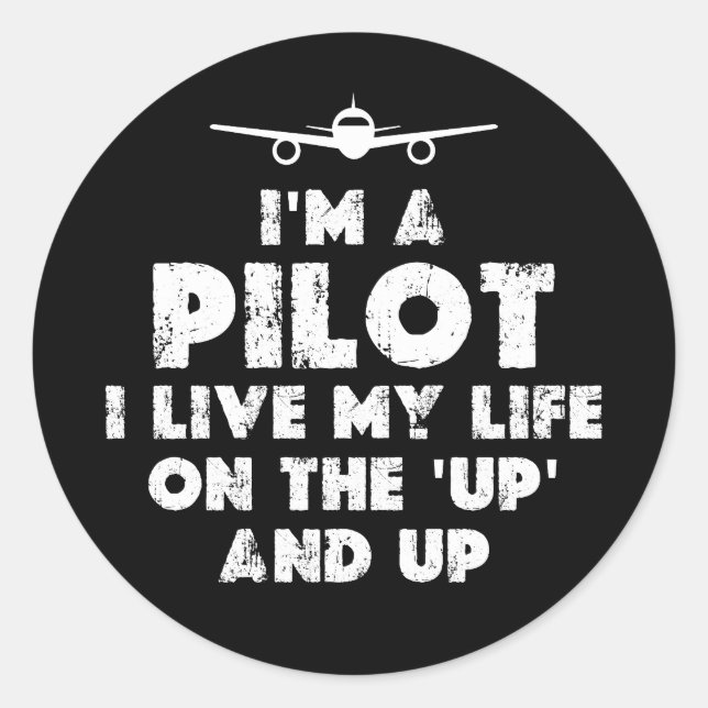 Sticker Rond Je suis un pilote amusant (Devant)