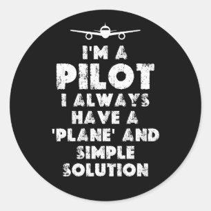 Sticker Rond Je suis un pilote amusant