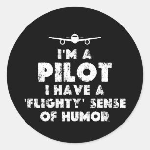 Sticker Rond Je suis un pilote amusant