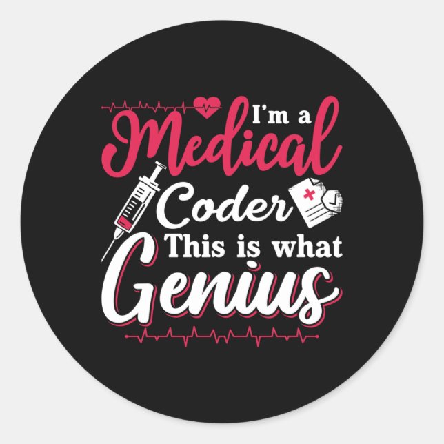 Sticker Rond Je suis un programmeur de codage Médicale (Devant)