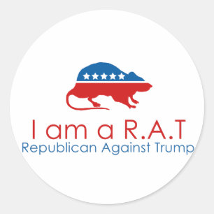 Sticker Rond Je suis un R.A.T : Républicain contre Trump