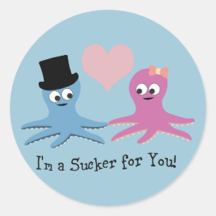 Sticker Rond Je suis un suceur pour toi ! Cute Octopi