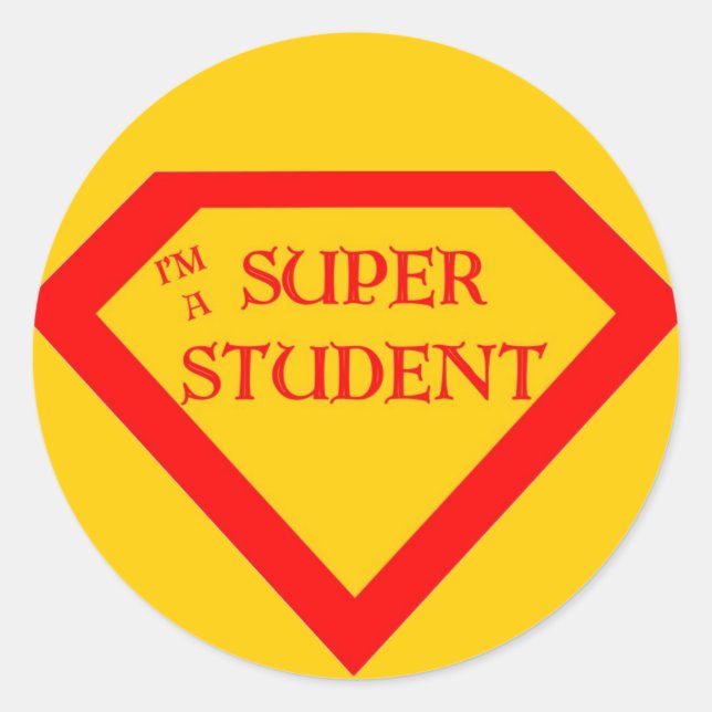 Sticker Rond Je suis un super étudiant (Devant)