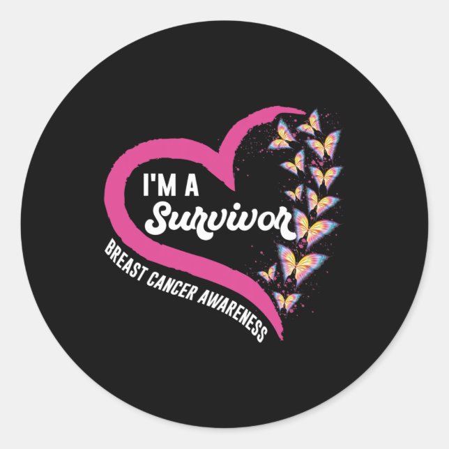 Sticker Rond Je suis Un survivant Cancer du sein Sensibilisatio (Devant)