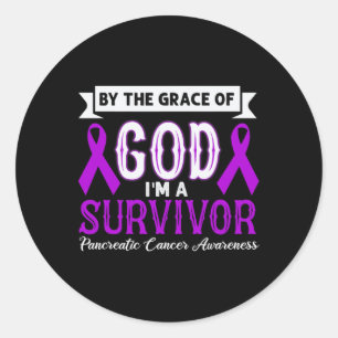 Sticker Rond Je suis un survivant cancer Pancréatique Violet Ri