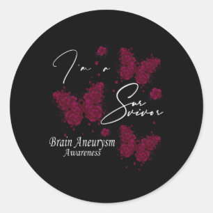 Sticker Rond Je suis un survivant Cerveau Aneurysme de sensibil