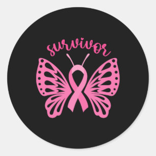 Sticker Rond Je suis Un Survivant Dragonfly Cancer du sein Sens
