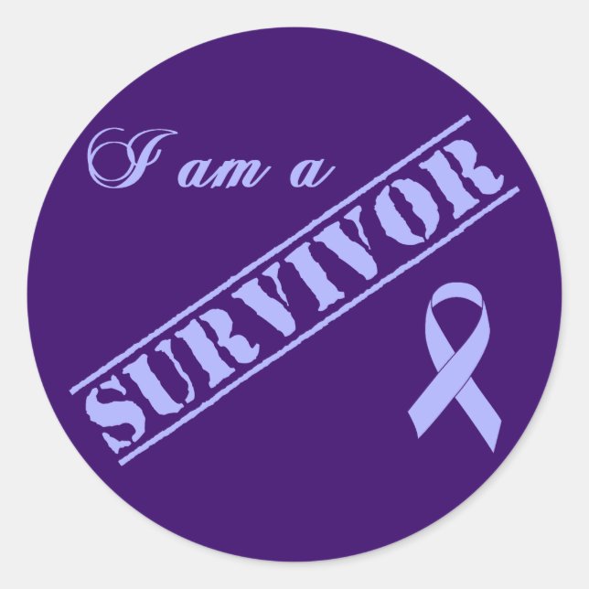 Sticker Rond Je suis un survivant - Lavender Ruban général Canc (Devant)