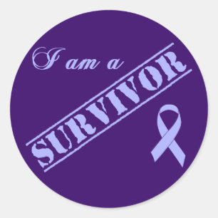 Sticker Rond Je suis un survivant - Lavender Ruban général Canc