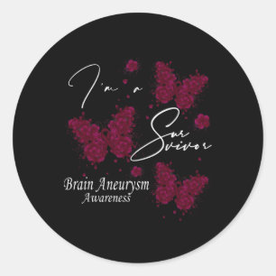 Sticker Rond Je suis un survivant Papillon de sensibilisation à