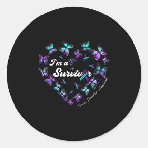 Sticker Rond Je Suis Un Survivant Suicide Prévention Butterf