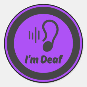 Sticker Rond Je suis un symbole sourd - noir et violet