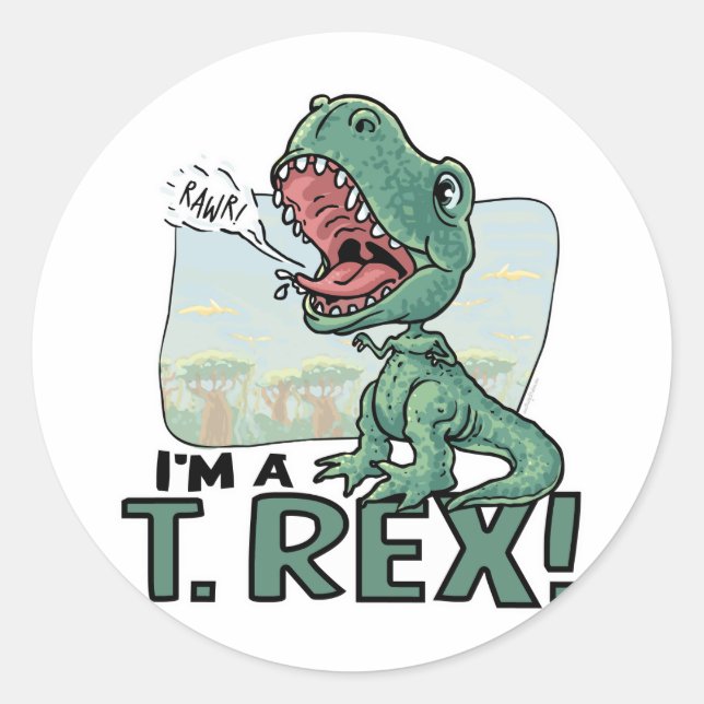 Sticker Rond Je suis un T. Rex Dinosaur idées cadeaux (Devant)