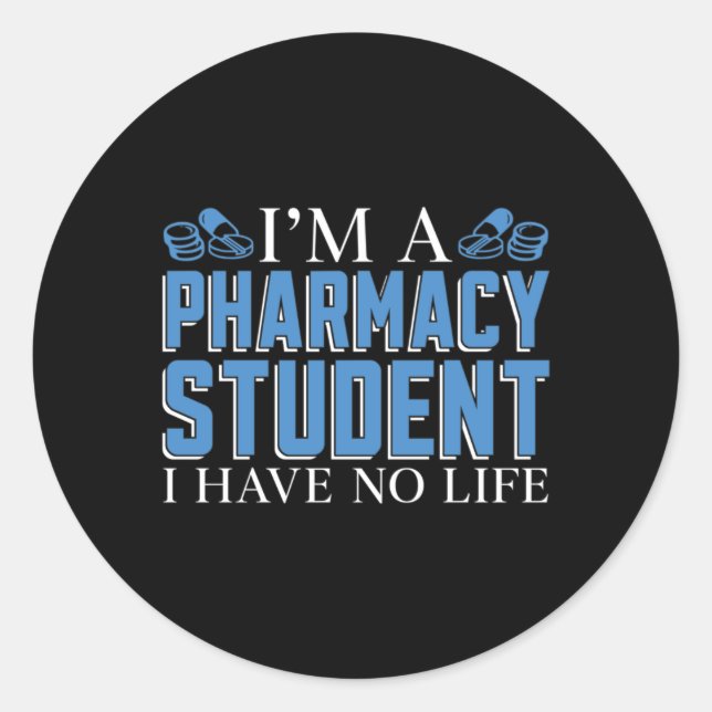 Sticker Rond Je suis un technicien en pharmacie Étudiant Techni (Devant)