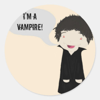 Sticker Rond Je suis un vampire ! -autocollant