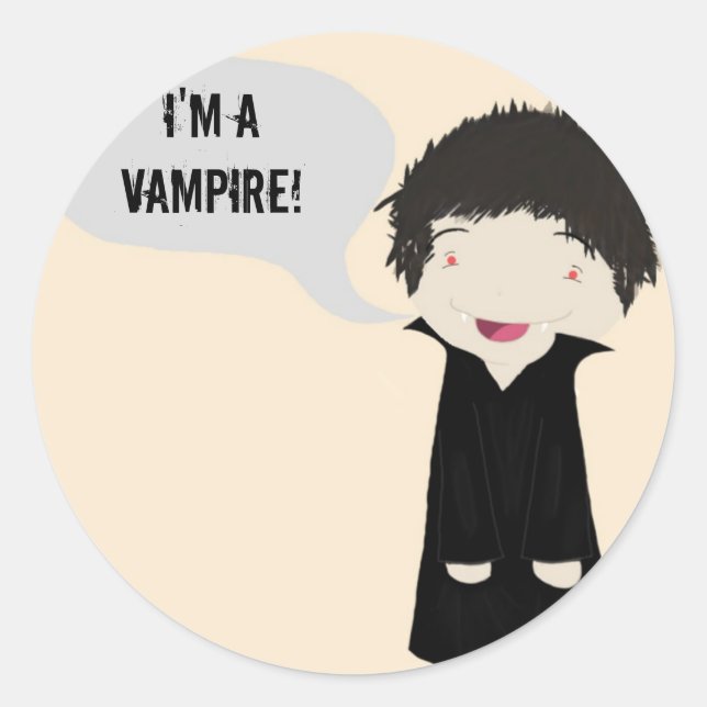 Sticker Rond Je suis un vampire ! -autocollant (Devant)