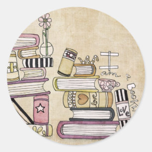 Sticker Rond je suis un ver de livres