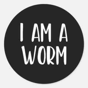 Sticker Rond Je suis un ver Halloween Je suis simple costume Ea
