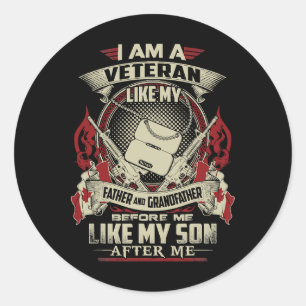 STICKER ROND JE SUIS UN VÉTÉRAN CANADIEN COMME MON PÈRE AVANT M