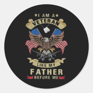 Sticker Rond Je suis un vétéran comme mon père avant moi 1