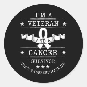 Sticker Rond Je suis un vétéran et un survivant du cancer Cance