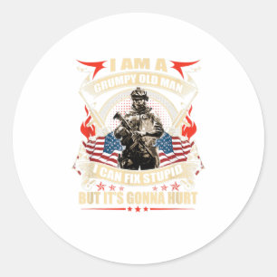 Sticker Rond Je Suis Un Vieux Homme Grave, Je Peux Réparer Stu