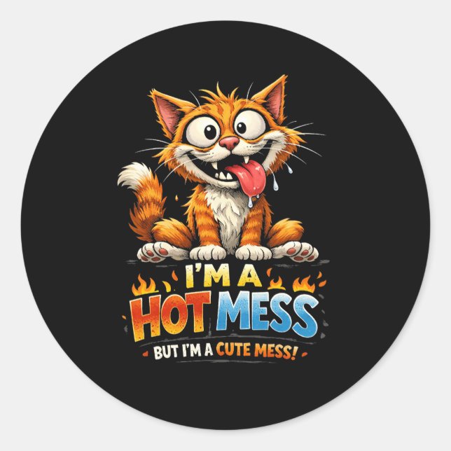 Sticker Rond Je suis un vrai désastre (Devant)