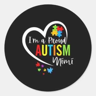 Sticker Rond Je suis une fière autisme Mimi Sensibilisation sur