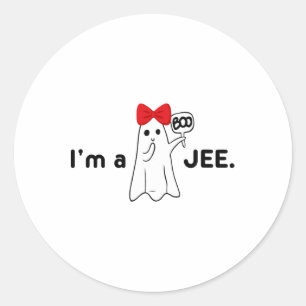 Sticker Rond Je suis une fille Boo Jee Funny mignonne Red Bow L
