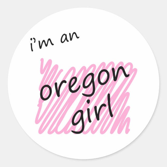 Sticker Rond Je suis une fille de l'Oregon (Devant)