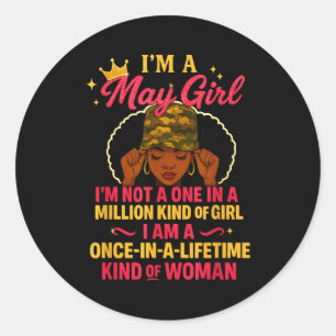 Sticker Rond Je suis une fille de mai, je ne suis pas une fille