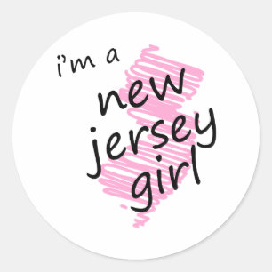 Sticker Rond Je suis une fille du New Jersey