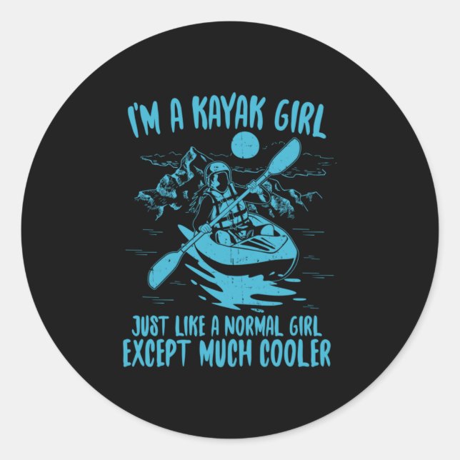 Sticker Rond Je Suis Une Fille Kayak (Devant)
