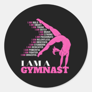 Sticker Rond Je Suis Une Gymnaste Handstand Gymnastique